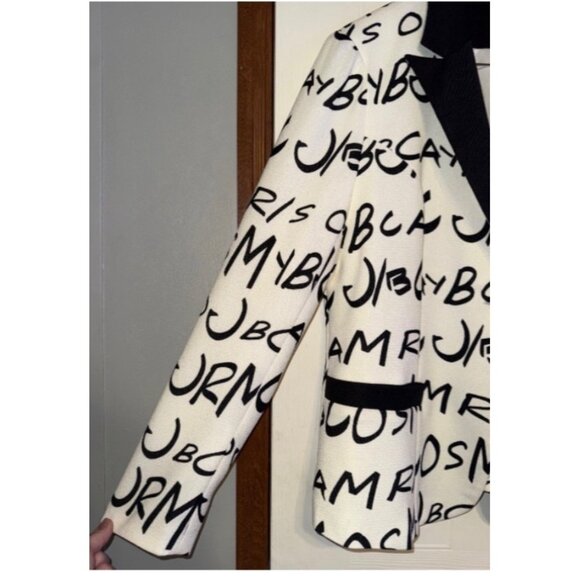 NWT A.Z.I Black & White Bold Letter Single Button Blazer Size XL - Picture 9 of 11